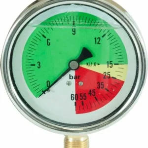 Manometro isometrico alla glicerina con cassa acciaio inox scala 0-15/60 bar