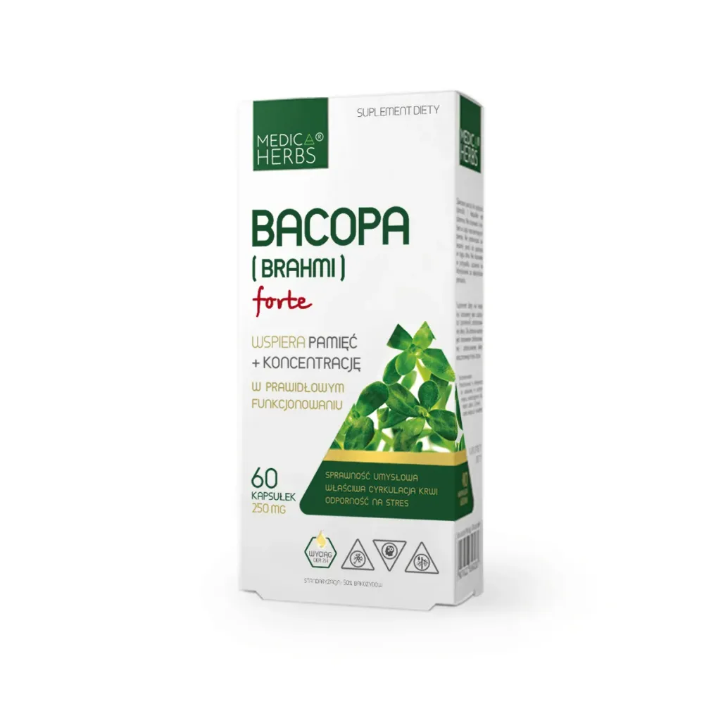 MEDICA HERBS Bacopa (Brahmi) forte 250mg, 60 capsule.