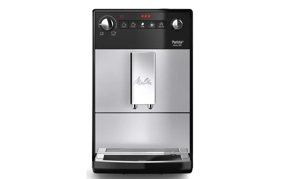 Melitta Macchina da caffè automatica Purista – 1,2 l, contenitore per chicchi 125 g, 15 bar, argento/nero