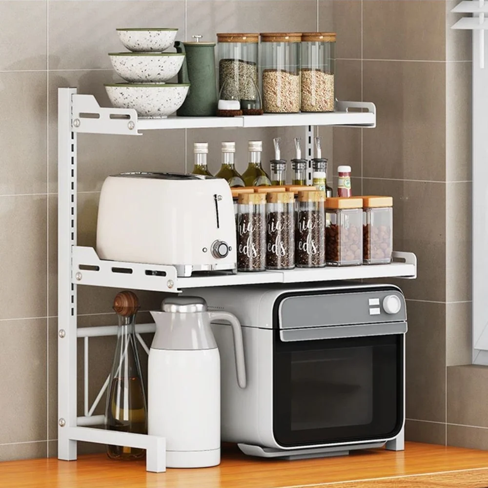 Mensola Espandibile Per Forno Microonde Scaffale Cucina Organizzatore Tavolo Regolabile