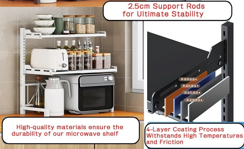 Mensola Espandibile Per Forno Microonde Scaffale Cucina Organizzatore Tavolo Regolabile