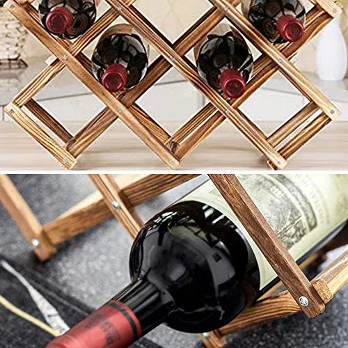 MKSI Portabottiglie da Cucina, Portabottiglie Vino Pieghevole Legno, Espositore per Vino, Portabottiglie Diamond per Bar,...