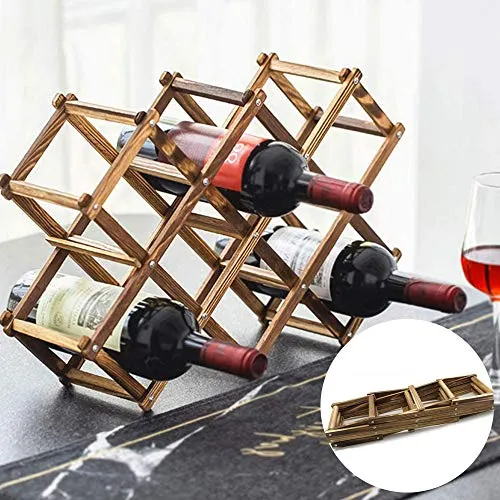 MKSI Portabottiglie da Cucina, Portabottiglie Vino Pieghevole Legno, Espositore per Vino, Portabottiglie Diamond per Bar,...