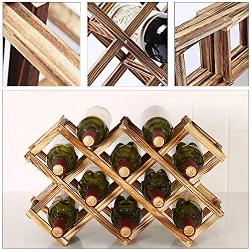 MKSI Portabottiglie da Cucina, Portabottiglie Vino Pieghevole Legno, Espositore per Vino, Portabottiglie Diamond per Bar,...