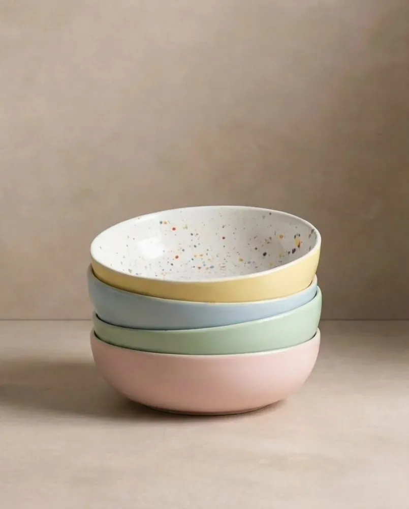 Set di 4 Piatti per Pasta Breeze Party Terracotta 21cm Colori Misti MT