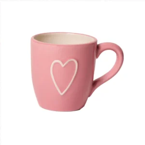 Mug rosa ceramica con rilievo forma di cuore
