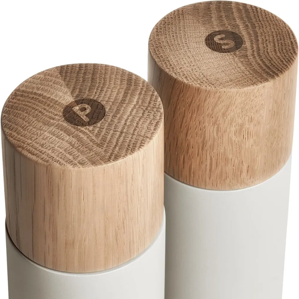 Mulino di sale e pepe set 2 pezzi. Realizzato legno di faggio e cemento - marrone/grigio chiaro