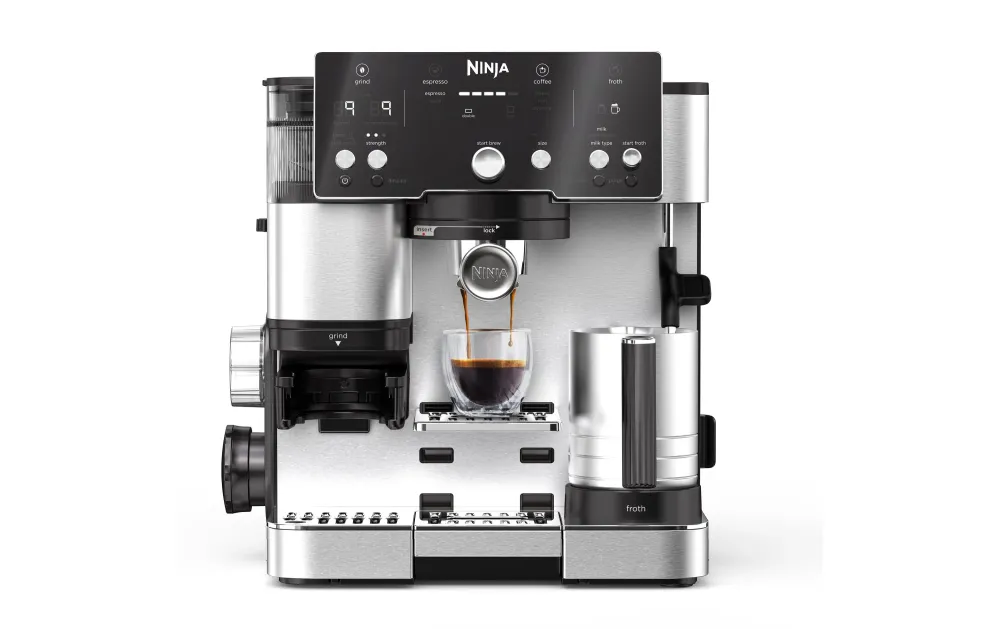 Ninja Macchina per espresso (portafiltro) – 9 bar, 2,0 l, ugello per schiuma di latte, argento/nero