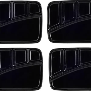 Nouvel Piatto per fonduta – set da 4, 30 × 21 × 2,5 cm, ceramica, nero, lavabile lavastoviglie