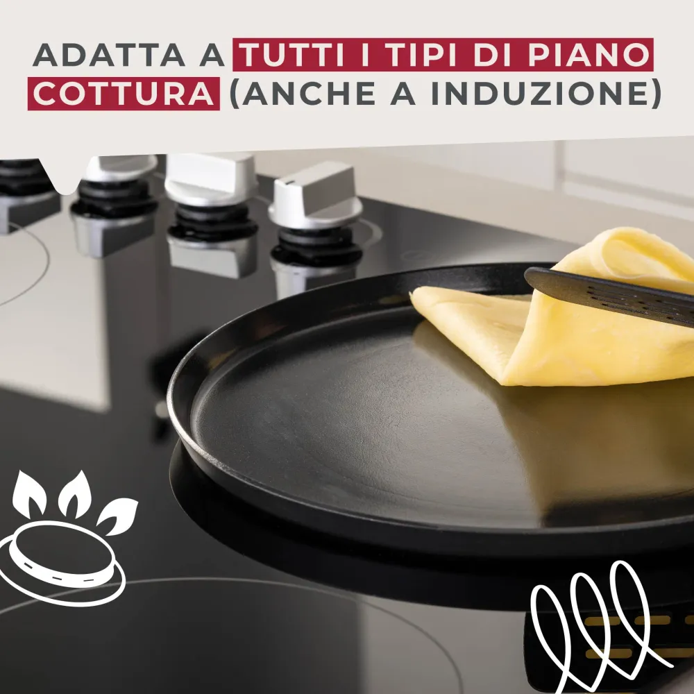 Padella per Crepe, alluminio riciclato con rivestimento antiaderente, Linea Statement