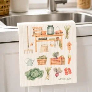 Panno Svedese con Stampa ad Acquerello Greenhouse