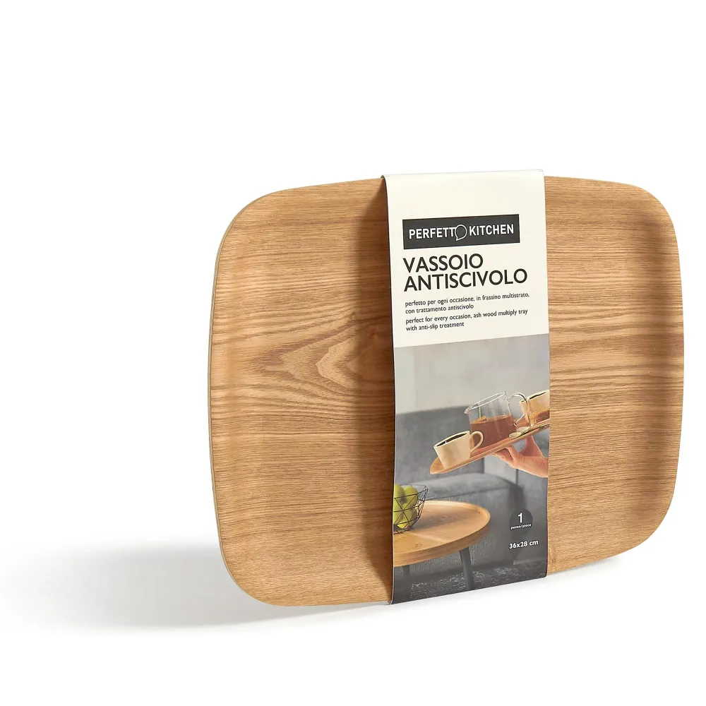 Perfetto Vassoio antiscivolo legno frassino 36x28cm