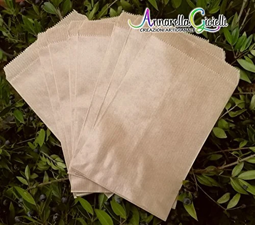 50 pezzi Sacchetti carta kraft, confettata, 10x16 centimetri, avana, bustine...