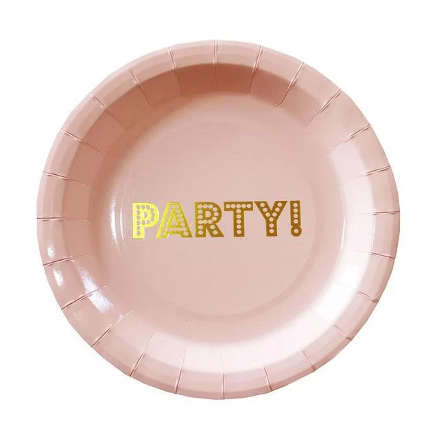 Piatti di Carta Rosa e Oro Party