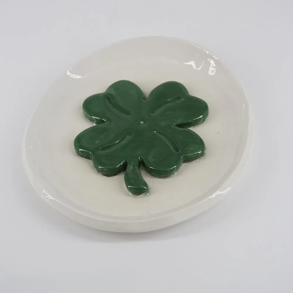Piattino ceramica QUADRIFOGLIO VERDE