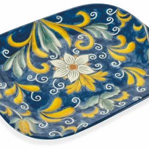 Piatto Decorativo 37x30x4 cm Dolomite Villa d'Este Home Tivoli Sicilia Blu