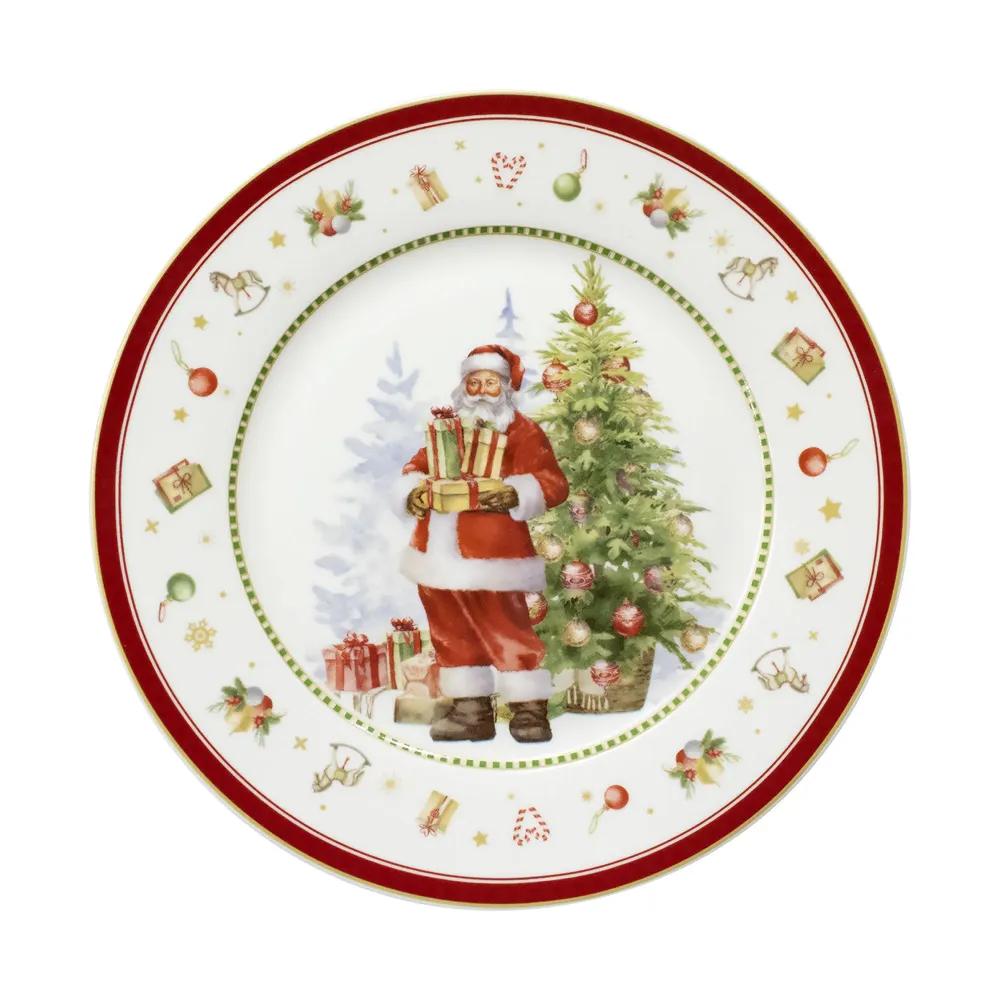 Piatto da dessert natalizio vintage porcellana Decoro Babbo Natale 6947