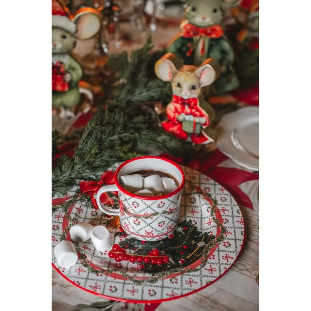 Piatto natalizio latta smaltata Favola di Natale Blanc Mariclò