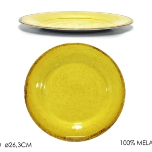 Piatto piano melamina da 26,3 cm giallo stile mediterraneo - Gusto Casa