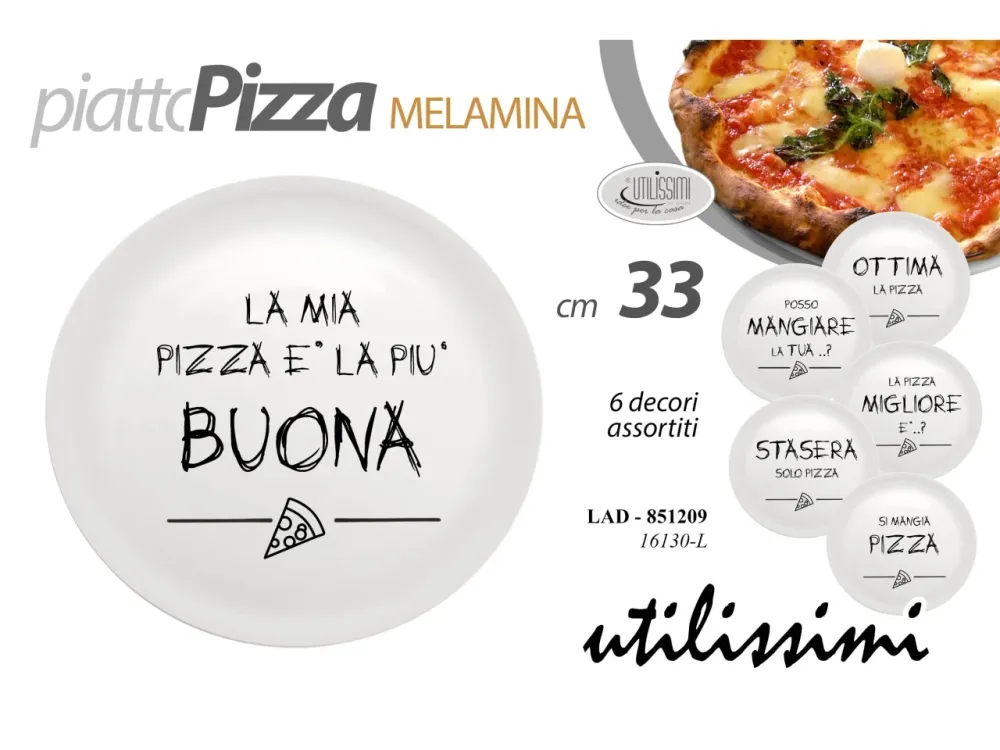 Piatto pizza melamina diametro 33cm - disponibile 6 decori assortiti