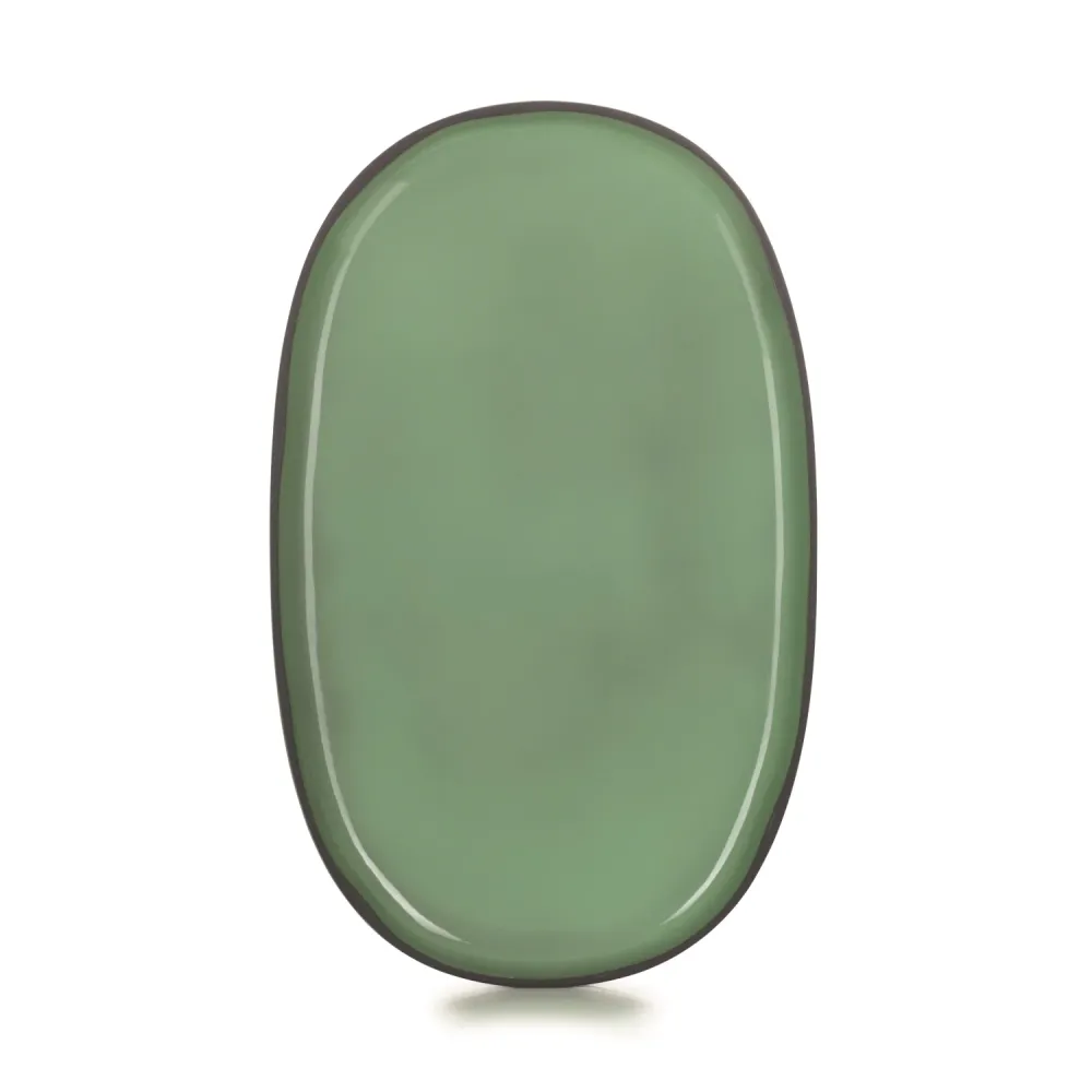 Piatto da portata Caractère, ovale, 35,5x21,8x2,5 cm, menta