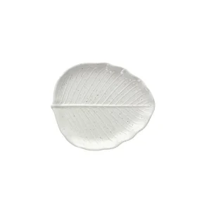 Piatto da portata foglia stoneware bianco piccolo | Rohome
