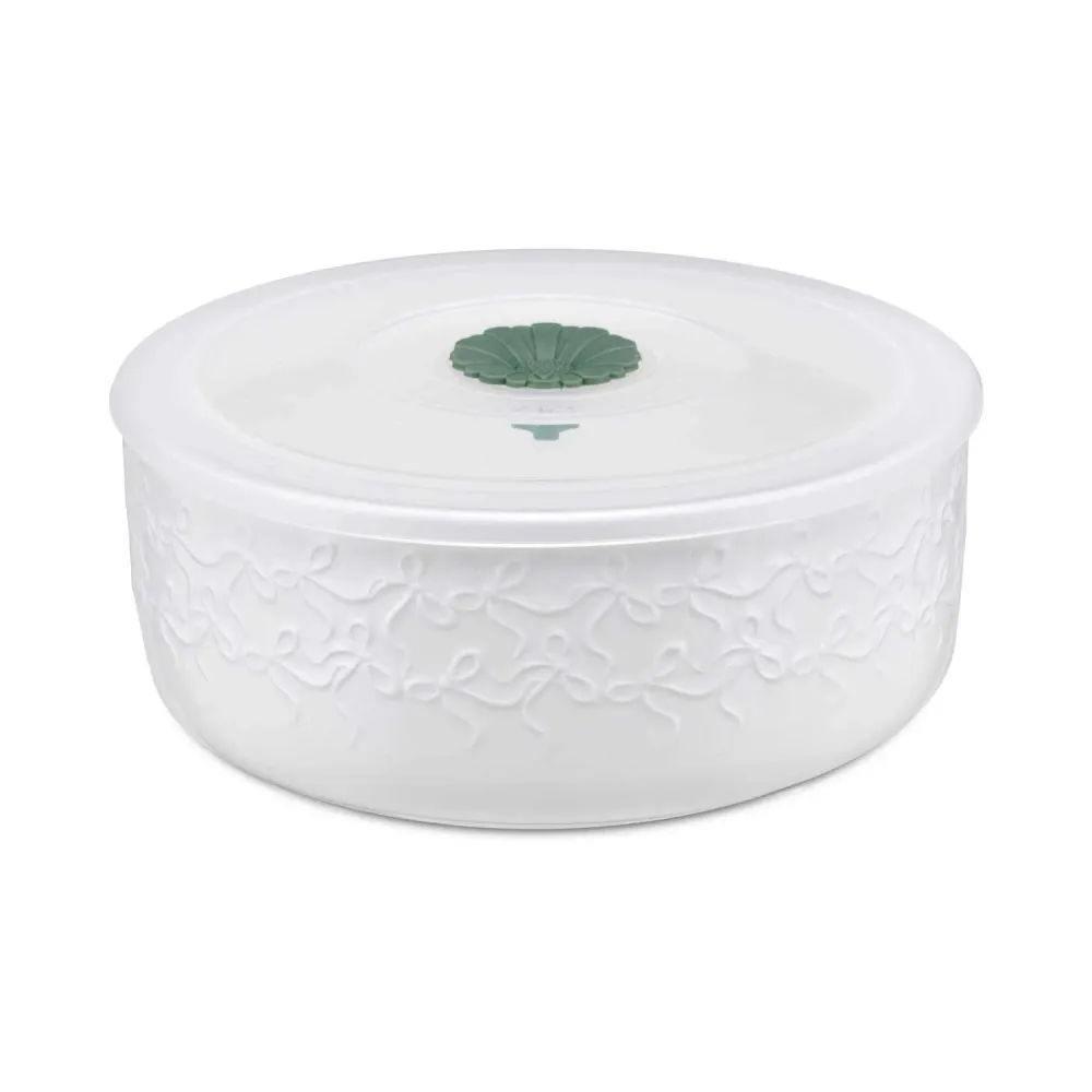 LA PORCELLANA BIANCA Intavola Contenitore Ermetico Porta Pranzo Fiocchi Porcellana 15cm Bianco
