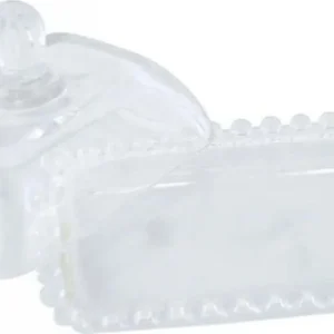Porta Burro Rettangolare Vetro Trasparente Burriera Bomboniera Cm 14.5x11