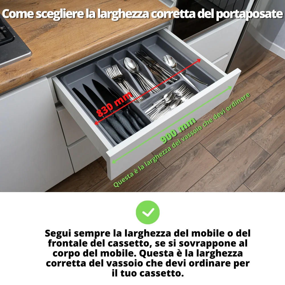 Portaposate per cassetti 900mm - Profondità: 490mm - Bianco