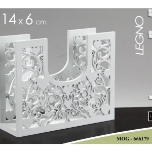 Portatovaglioli shabby chic legno bianco 18x14x6cm - Gicos