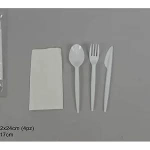Posate plastica c/tovagliolo 3 pezzi mi0125