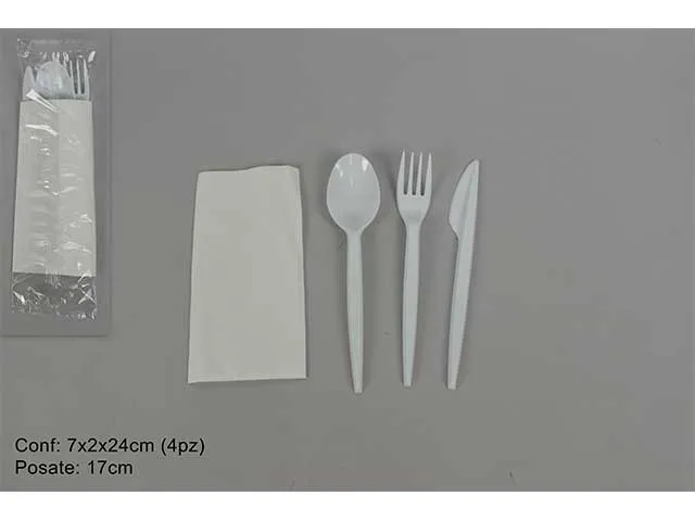 Posate plastica c/tovagliolo 3 pezzi mi0125