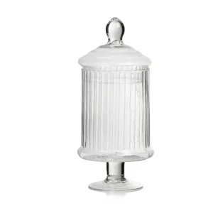 Potiche vetro trasparente con coperchio stile vintage 13x28 cm, Laida - Franco