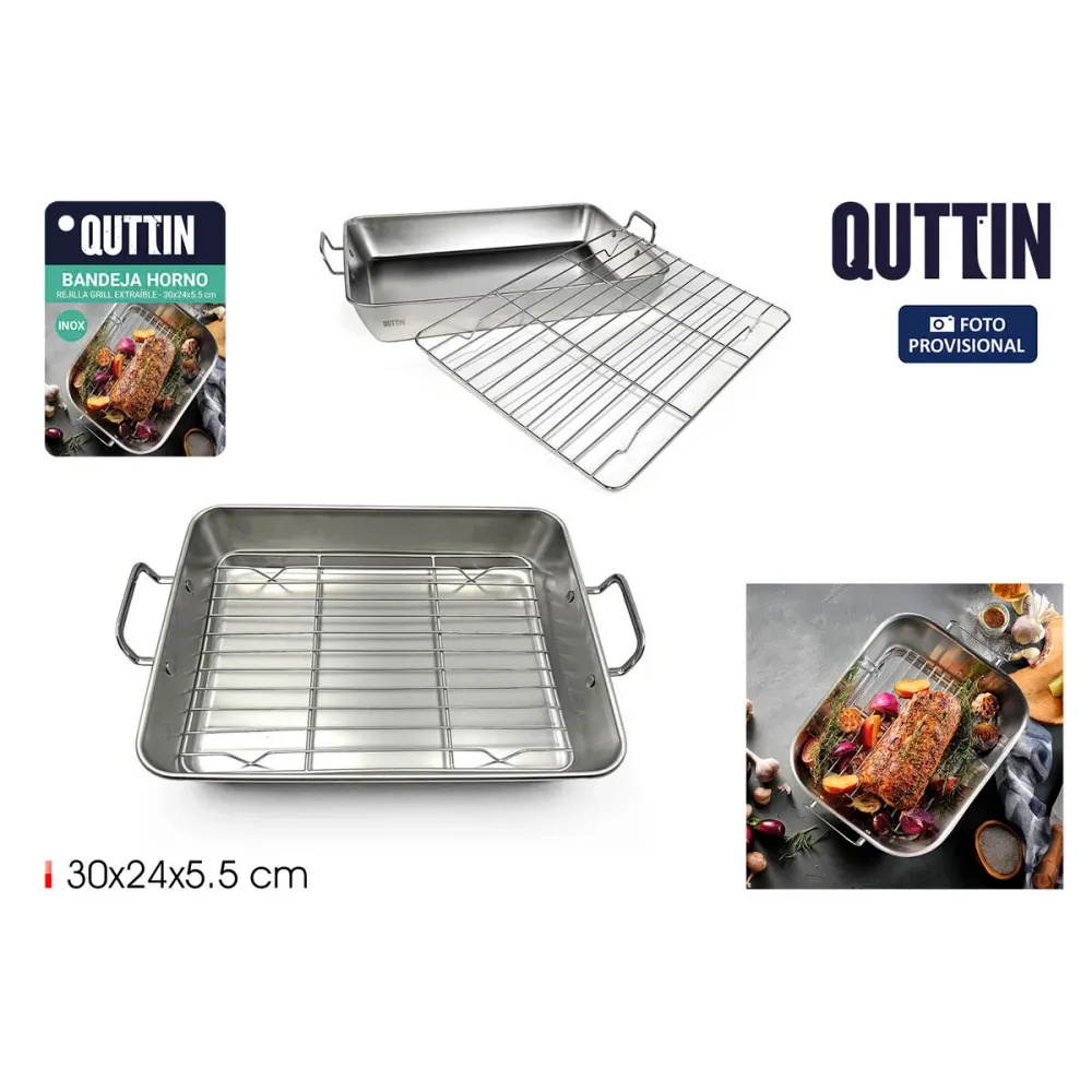 Vassoio da Forno Quttin Argentato Acciaio 30 x 24 x 5,5 cm (12 Unità)