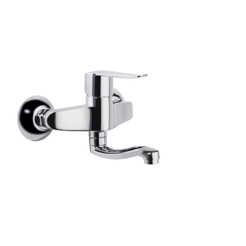 Ramon Soler - Rubinetto monocomando lavabo parete Ypsilon Plus con canna sagomata corta, cromo