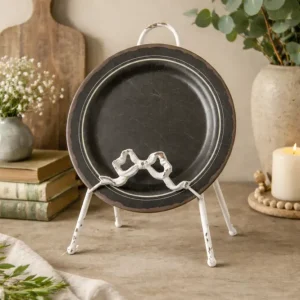 Reggipiatto da Tavolo Bianco con Fiocco Vintage