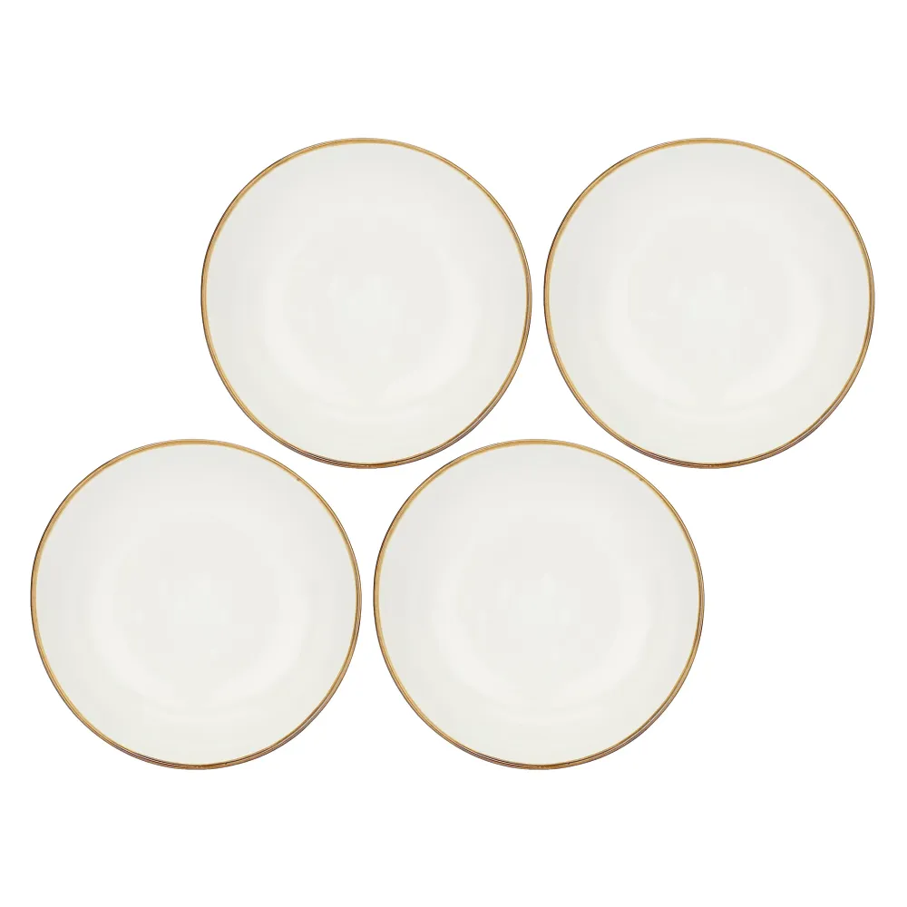 ROSE & TULIPANI Concerto Piatto Fondo Avorio 21cm Set 4 Pezzi Stoneware
