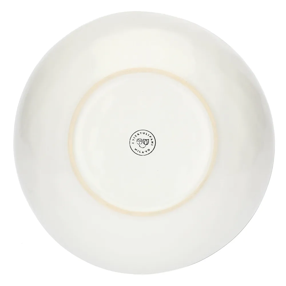 ROSE & TULIPANI Concerto Piatto Fondo Avorio 21cm Set 4 Pezzi Stoneware