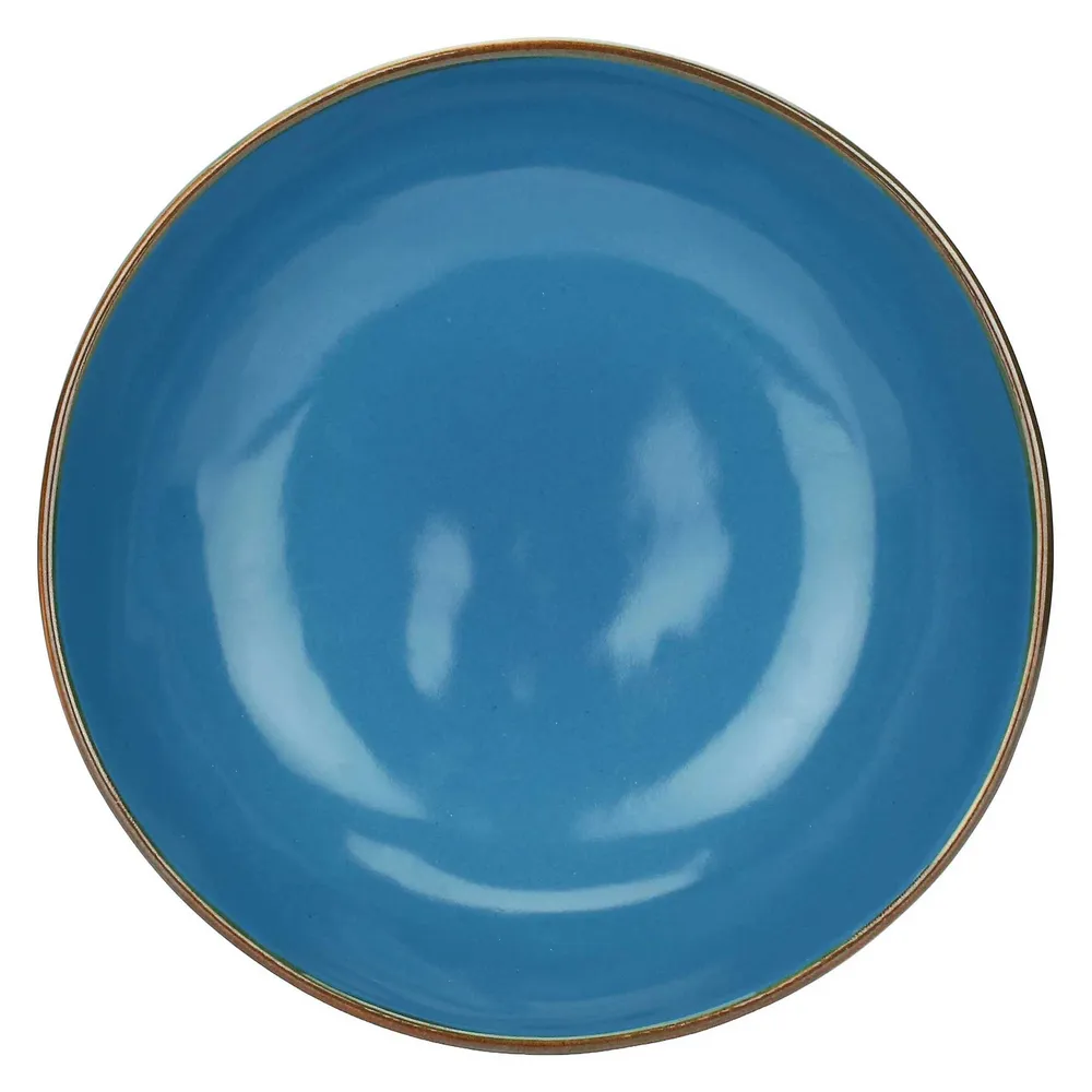ROSE & TULIPANI Concerto Piatto Fondo Blu Avio 21cm Stoneware