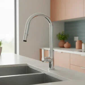 Rubinetto monocomando per cucina con doccino estraibile Rubiflux - Finitura Cromata