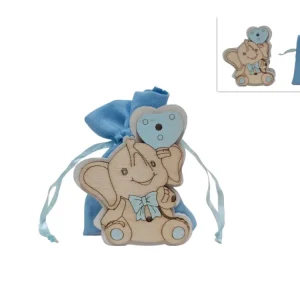 Sacchetto porta confetti elefante celeste