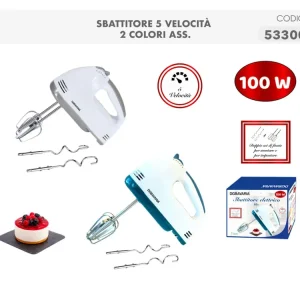 Sbattitore con doppio set di fruste plastica e acciaio bianco/grigio o bianco/blu - Casalinghi Del Giudice