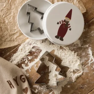 Scatola Elfo con 3 tagliabiscotti forma di albero di Natale