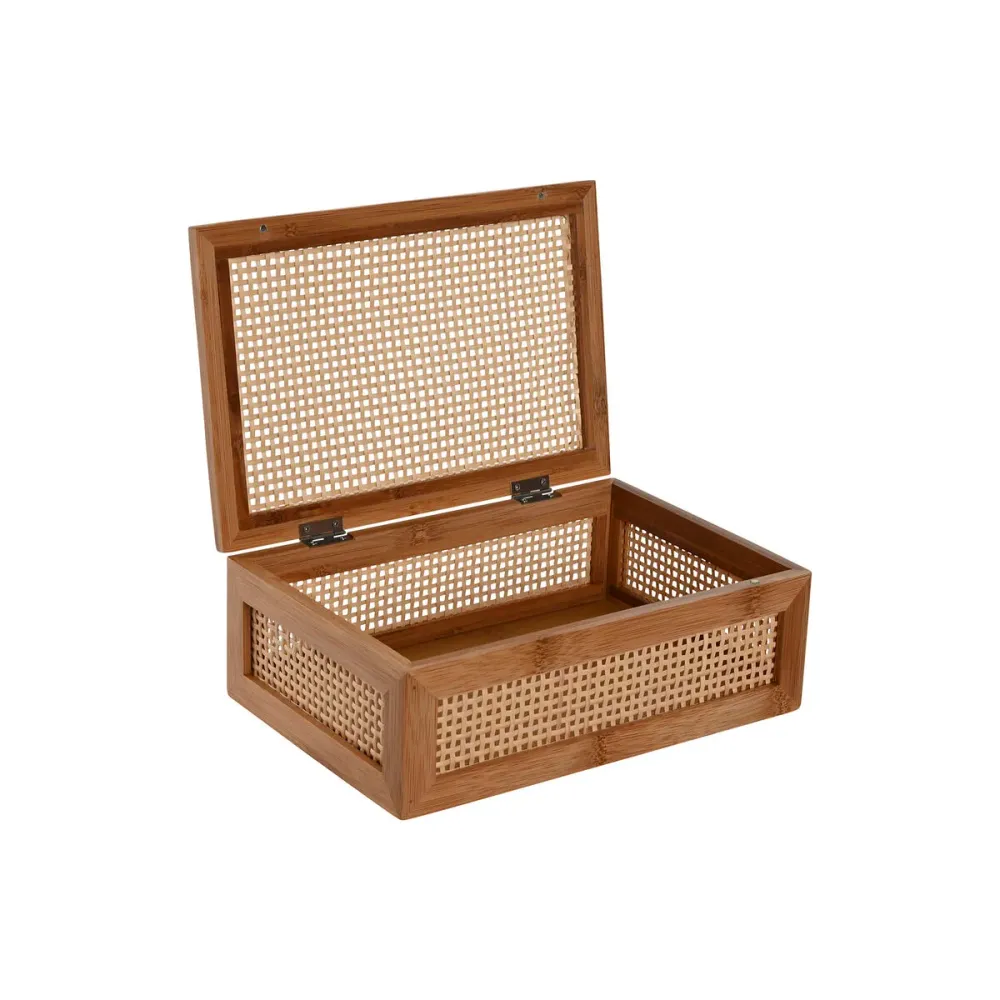 Scatola-Portagioie Home ESPRIT Naturale Bambù Rattan 23 x 15 x 8 cm (10 Pezzi)