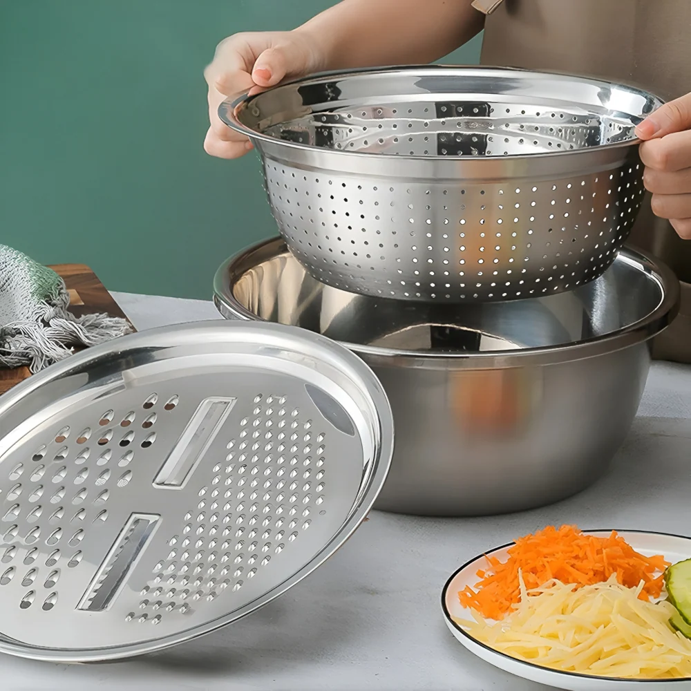Scolapasta Acciaio Inox Ciotola Cucina Multifunzionale
