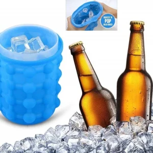 Secchiello Per Ghiaccio Silicone 2in1 Forma Ghiaccio Cubetti Salvaspazio Porta Bibita