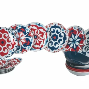 Servizio Piatti 18 Pezzi Porcellana e Gres Multicolor Villa d'Este Home Tivoli Santiago