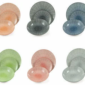 Servizio Piatti 18 Pezzi Porcellana Soriani Fossil Multicolor