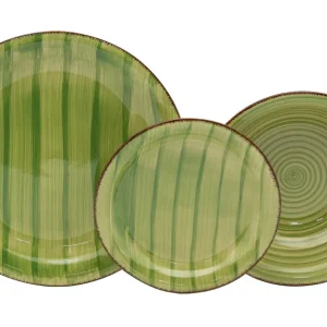 Servizio Piatti 18 Pezzi Stoneware con Decori Collection Kepos Verde