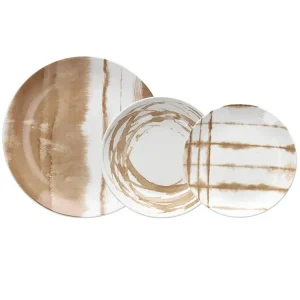 Servizio piatti porcellana beige 6 persone, Marea contemporaneo - Tognana